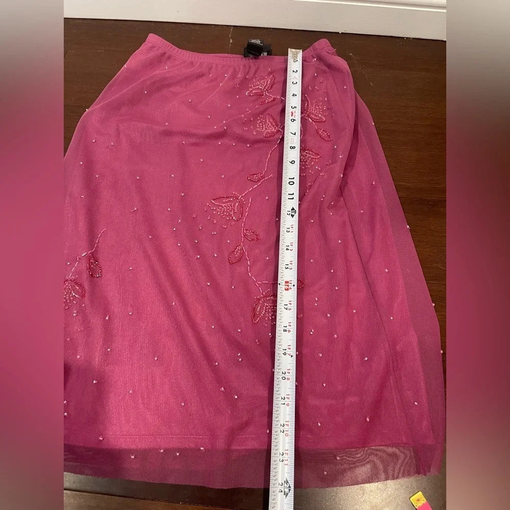 nwt vintage retro bcbg max azria collection pink Embroidered tulle floral Skirt